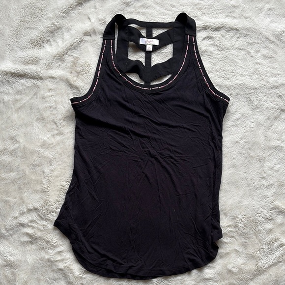 Candie’s Black Racerback Tank Top | Pink Stitch Detail | Casual Sleeveless XS - Picture 1 of 5